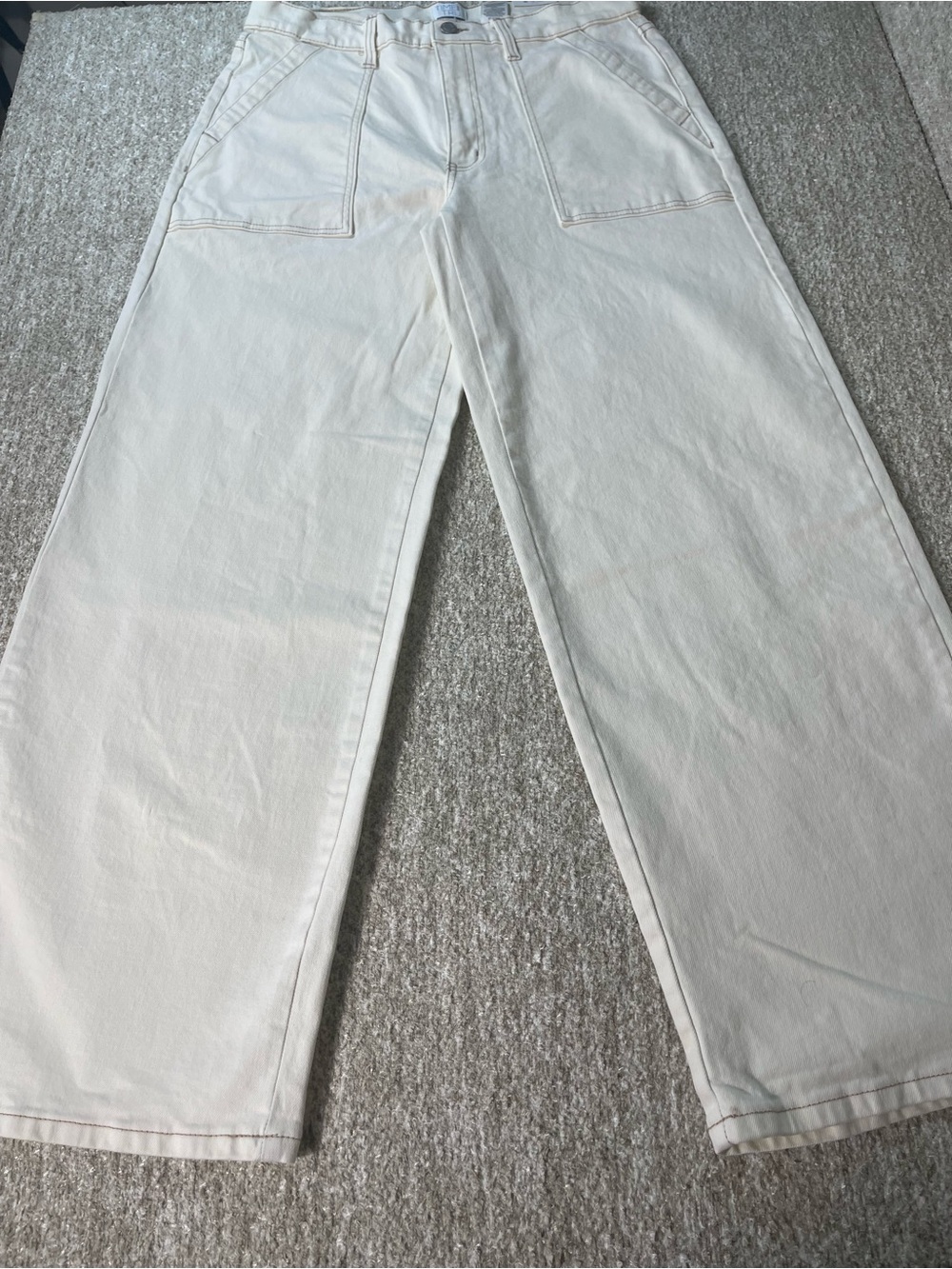 Women’s Time and Tru High Rise Relaxed Utility Trouser Ivory Size 12. NWT. #0351 - Picture 1 of 9